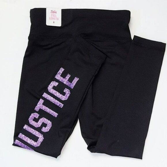 NWT JUSTICE Big Girls Glitter Logo Print Active Fit Leggings - Picture 4 of 4